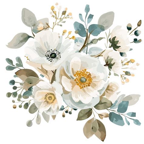 Beautiful Watercolor Neutral Floral Premium Ai Generated Vector