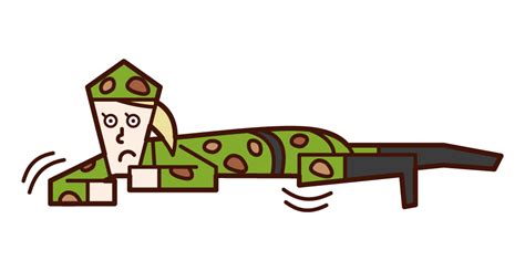 匍匐前進をする軍人（女性）のイラスト フリーイラスト素材集 Kukukeke