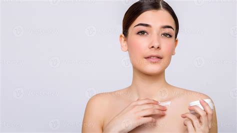 Close Up Beauty Portrait Of A Laughing Beautiful Half Naked Woman