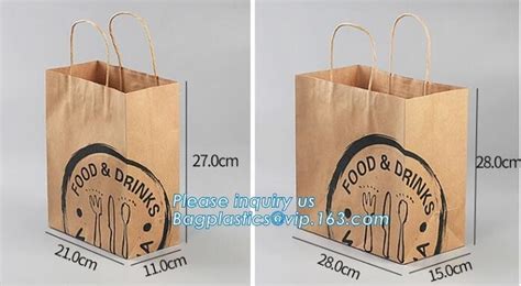 Custom Printed Kraft Paper Bags Food Grade With Window Bread Packaging