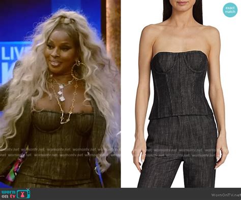 Wornontv Mary J Bliges Black Denim Corset Top And Blazer On Live With Kelly And Mark Clothes