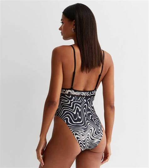 Swirl Print Strappy Swimsuit