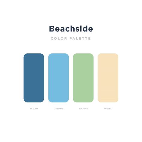 The Beachside Color Palette Is Shown In Different Shades