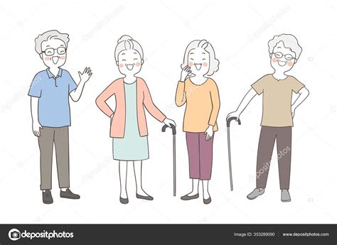 Colecci N Abuelas Mayores Abuelos Estilo Dibujos Animados Doodle Vector