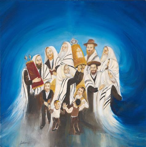 Unique Oil Painting Of Simchat Torah Jewish Art Giclee Etsy