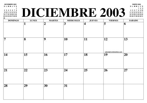 CALENDARIO DICIEMBRE 2003 : EL CALENDARIO DICIEMBRE PARA IMPRIMIR