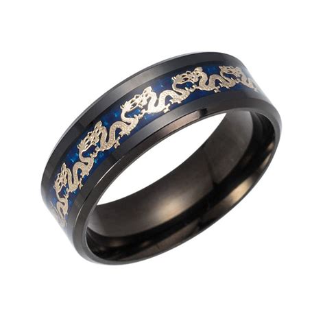 Chinesischer Drachen Ring Glück anziehen Black rings Dragon ring