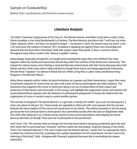 Literature Analysis 1674 Words Free Essay Example On Graduateway