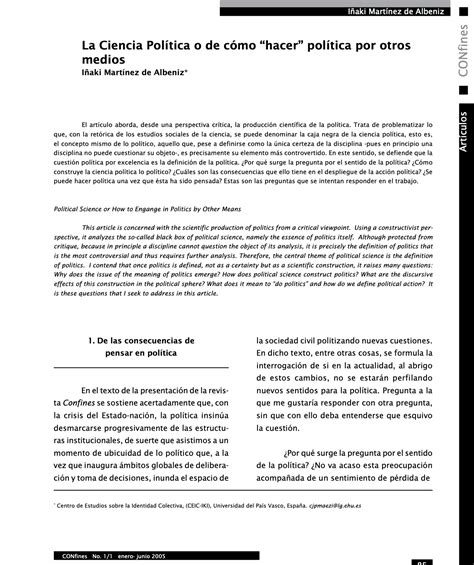 N M Confines Revista De Relaciones Internacionales Y Ciencia