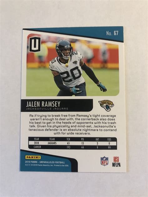 Panini Unparalleled Galactic Faintly Printed On Back Jalen