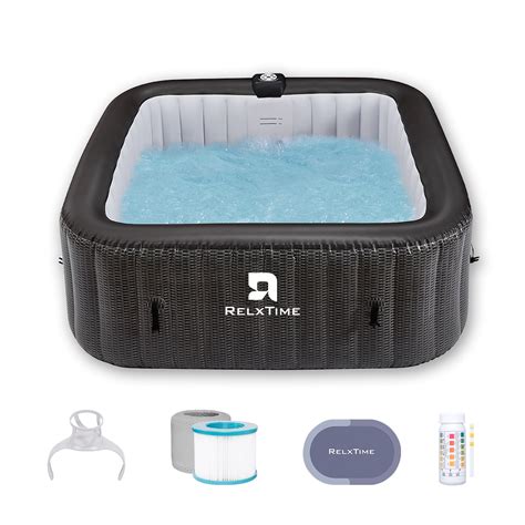 Relxtime Person Inflatable Hot Tub Outdoor Square Spa Pool Built In Heater Pump
