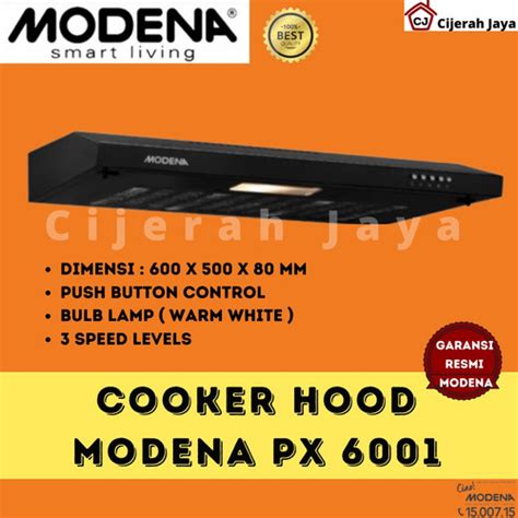 Jual Cooker Hood MODENA PX 6001 Slim Hood 60 Cm Hitam Kitchen Exhaust