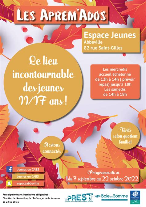 Programme Espace Jeunes Du Septembre Au Octobre