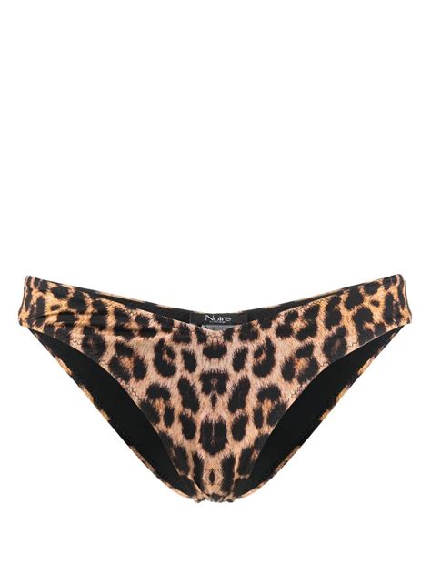 Noire Swimwear Leopard Print Bikini Bottoms Brown FARFETCH