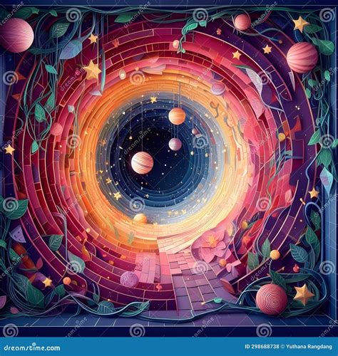 Multi Dimensional Brick Cut Craft, Paper Illustration. Stock