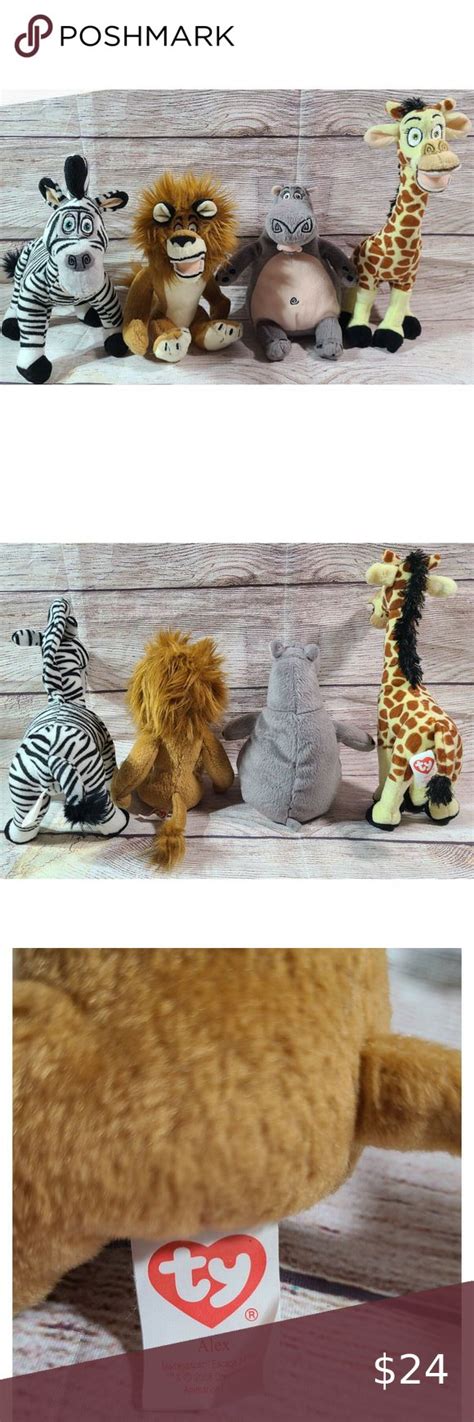 Ty Madagascar Escape 2 Africa Plush Set Marty Gloria Alex Melman Stuffed Animals