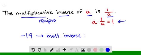 Find the multiplicative inverse. -19 | Numerade