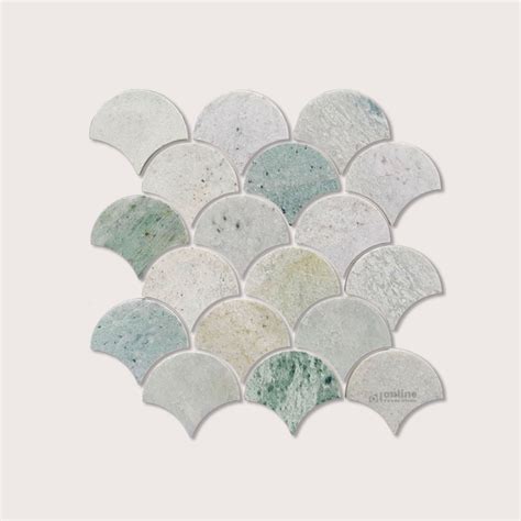 Fish Scale Green Celeste Honed Mosaic Tile 260x245 Online Tile Store