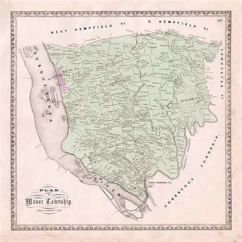 1864 Map Of Manheim Township Lancaster County Pa Uncharted Lancaster