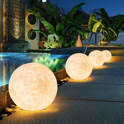 Outdoor Landscape Lawn Moon Floor Lamp Waterproof Solar Column Head La