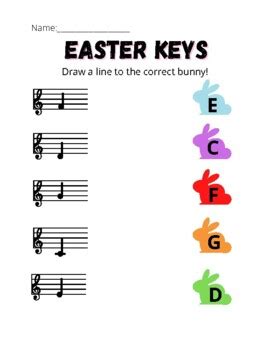 Easter Keys Treble Clef Worksheet By Amber Waldron Studios Tpt