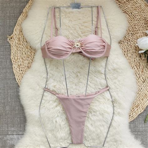 Churchf Three Point Solid Color Bikini Sexy Split Swimsuit Women With