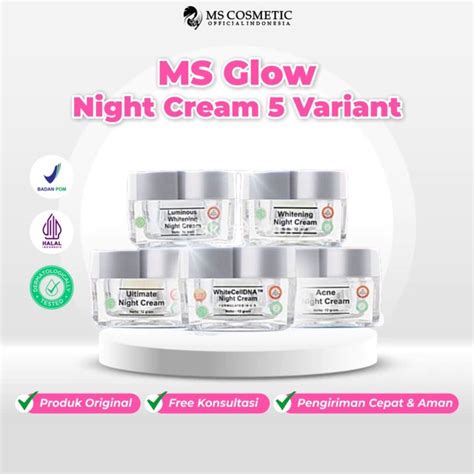 Ms Glow Night Cream Krim Malam Pelembab Wajah Variant Ekstra