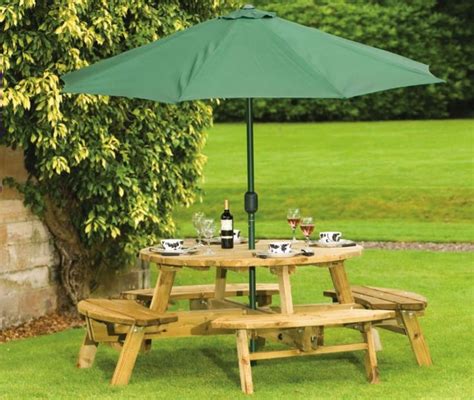 Round Picnic Table With Umbrella Patio Garden Landscape Design