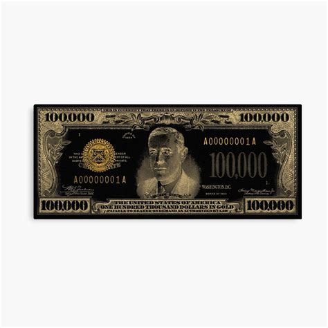 "U.S. One Hundred Thousand Dollar Bill - 1934 $100000 USD Treasury Note ...