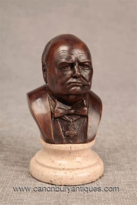 Charming Bronze Bust Winston Churchill Britain Prime Minister