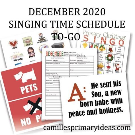 December 2020 Singing Time Schedule To Go Camille S Primary Ideas