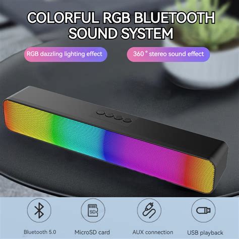 Jual Speaker Bluetooth Soundbar Rgb 5 Colors Led Light Computer Pc