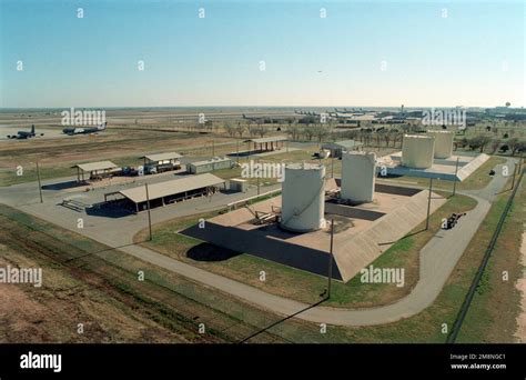 An aerial view of the bulk fuels storage area at Altus Air Force Base ...