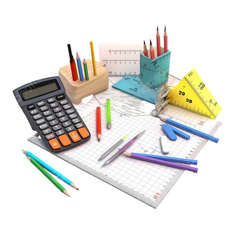 3d School Equipment Math Paper Education School Equipment Png