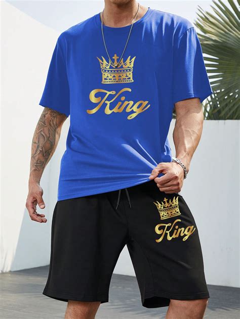 Manfinity Legnd Men Crown Letter Graphic Tee Shorts Shein Usa