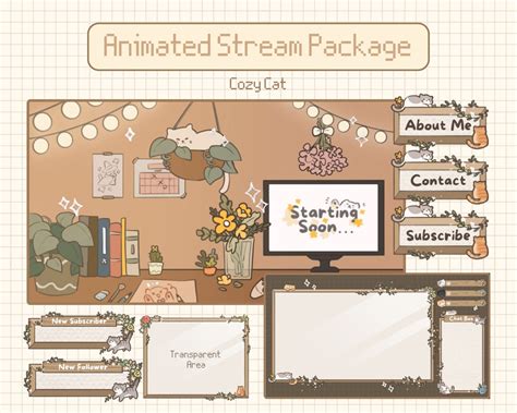 Animated Cozy Stream Overlay For Twitch Youtube Cottagecore Overlay