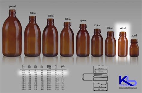 Kbtrade Amber Glass Syrup Bottle 60ml Din28