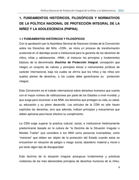 Política Nacional De Protección Integral De La Niñez Y Adolescencia