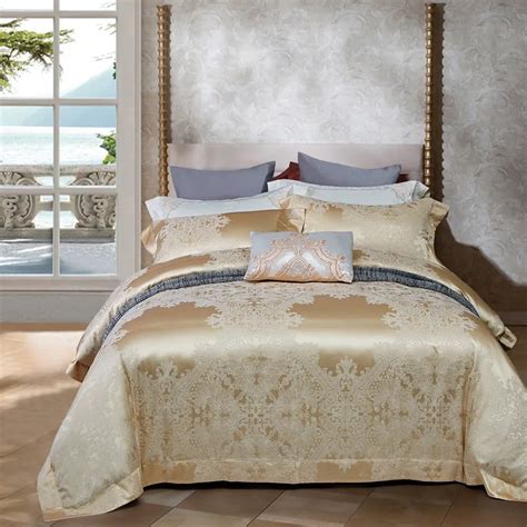 Golden Luxury Silk Comforter Bedding Set King Size 1000tc Silk And