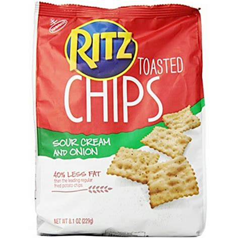 Ritz Toasted Chips Oven Baked Snack Sour Cream And Onion 229g Best By Aug