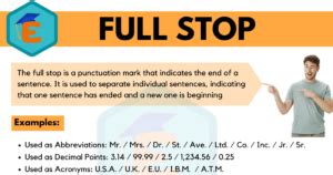 What is A Full Stop? Useful Examples of Full Stop - English Study Online