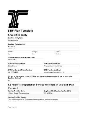 Fillable Online Prod Oregon GovodotRPTDSTIF Plan Template Prod Oregon