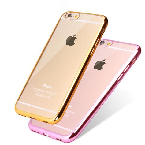 Ultra Thin Rose Gold Plating Crystal Clear Case For Iphone S Plus