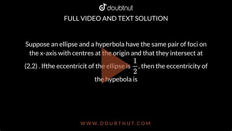 Suppose An Ellipse And A Hyperbola Have The Same Pair Of Foci On The X