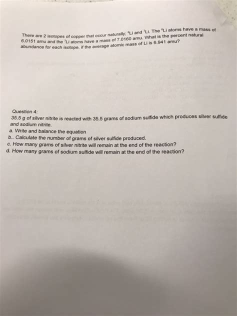 Solved There Are Isotopes Of Copper That Occur Naturally Chegg