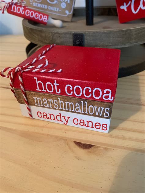 Hot Cocoa Tiered Tray Decor Set Christmas Tiered Tray Etsy