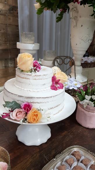 Naked Cake Espatulado Flores Elo7 Produtos Especiais