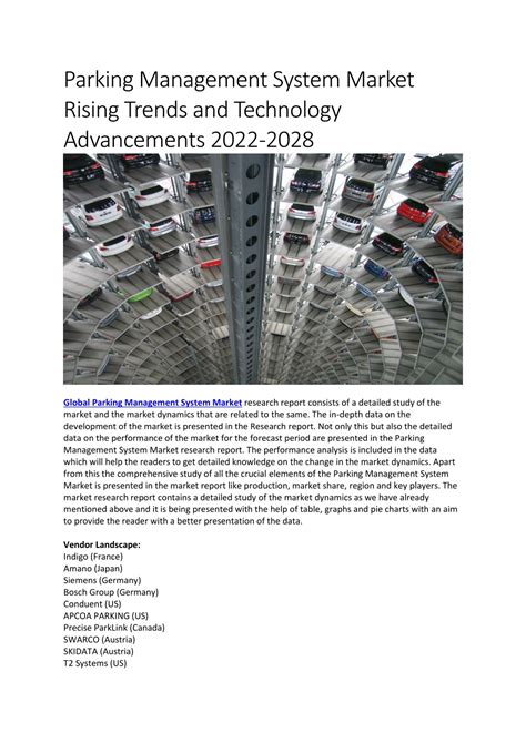 Ppt Parking Management System Market Rising Trends And Technology