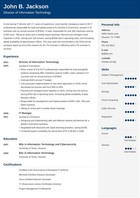 It Director Cv—template And 25 Writing Tips