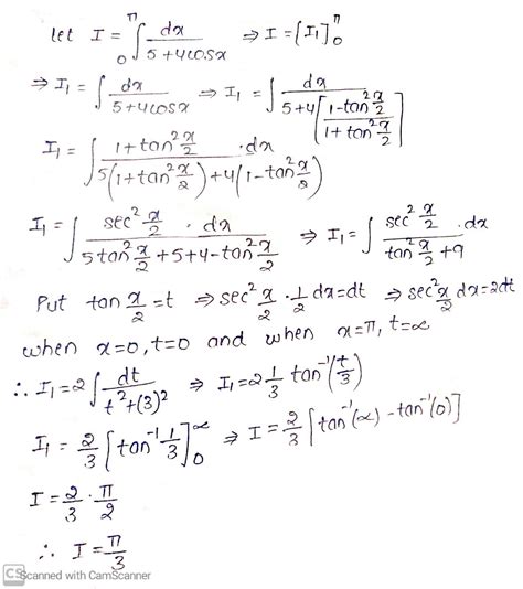 Evaluate The Following Integraldisplaystyleint Pi 0dfrac Dx 54cos